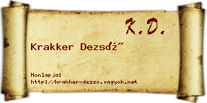 Krakker Dezső névjegykártya
